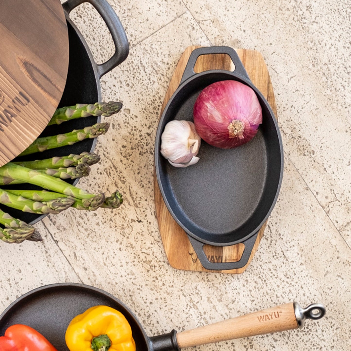 Cacerola Iron Cast Base Madera