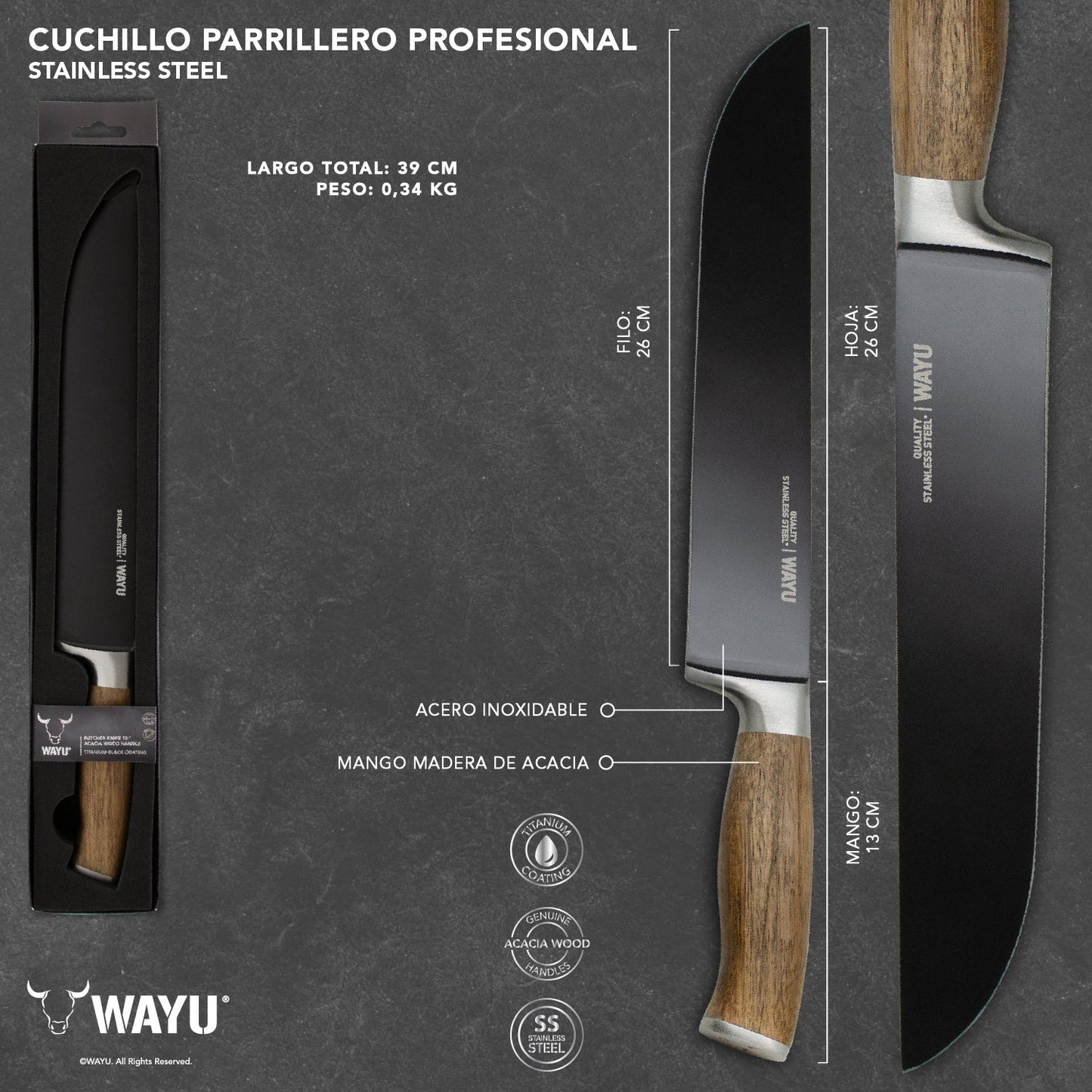 Cuchillo Parrillero Profesional Wayu