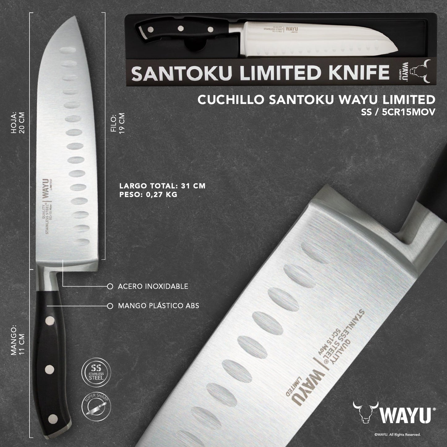 Cuchillo Santoku Wayu Limited