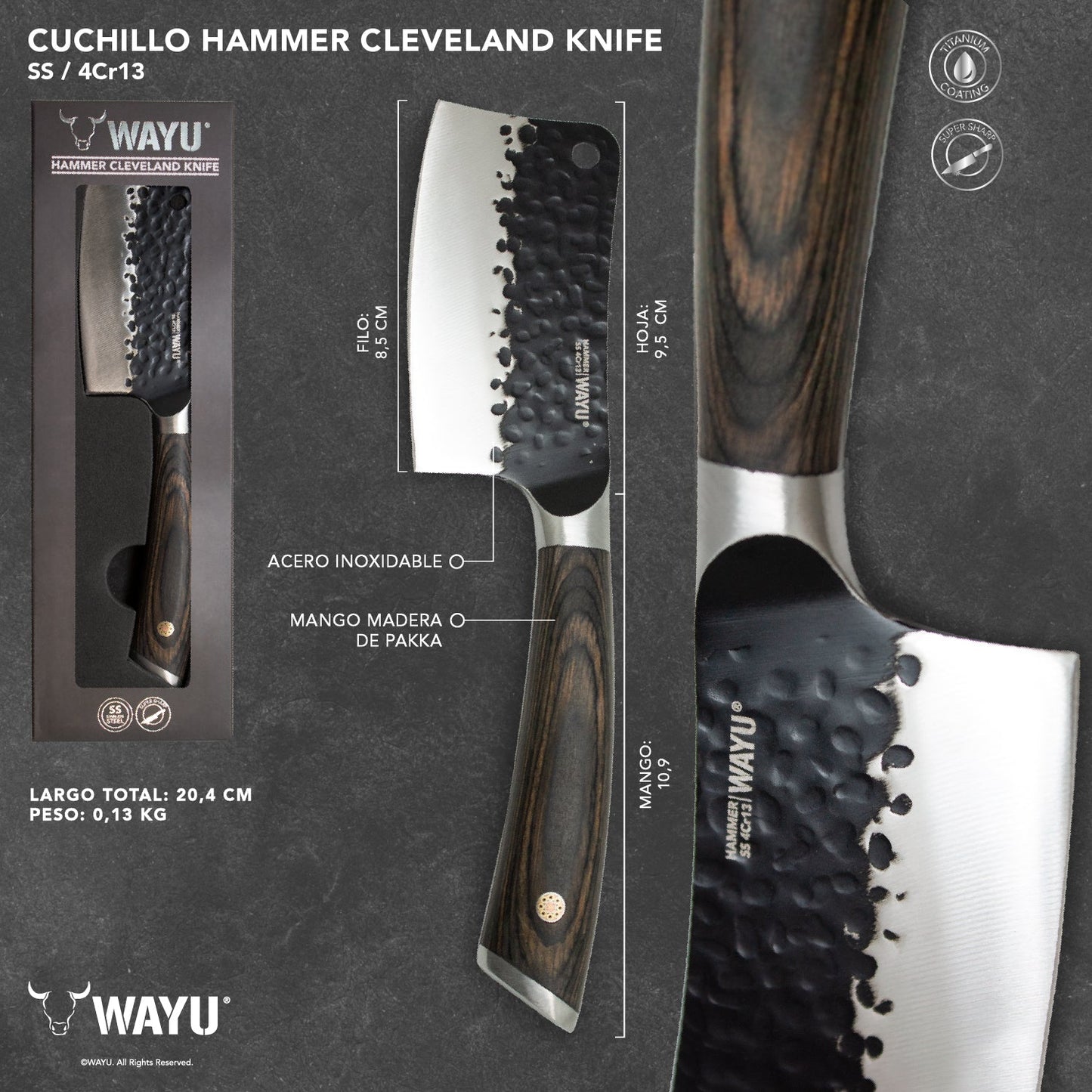 Cuchillo Hammer Cleveland 3.5" Wayu