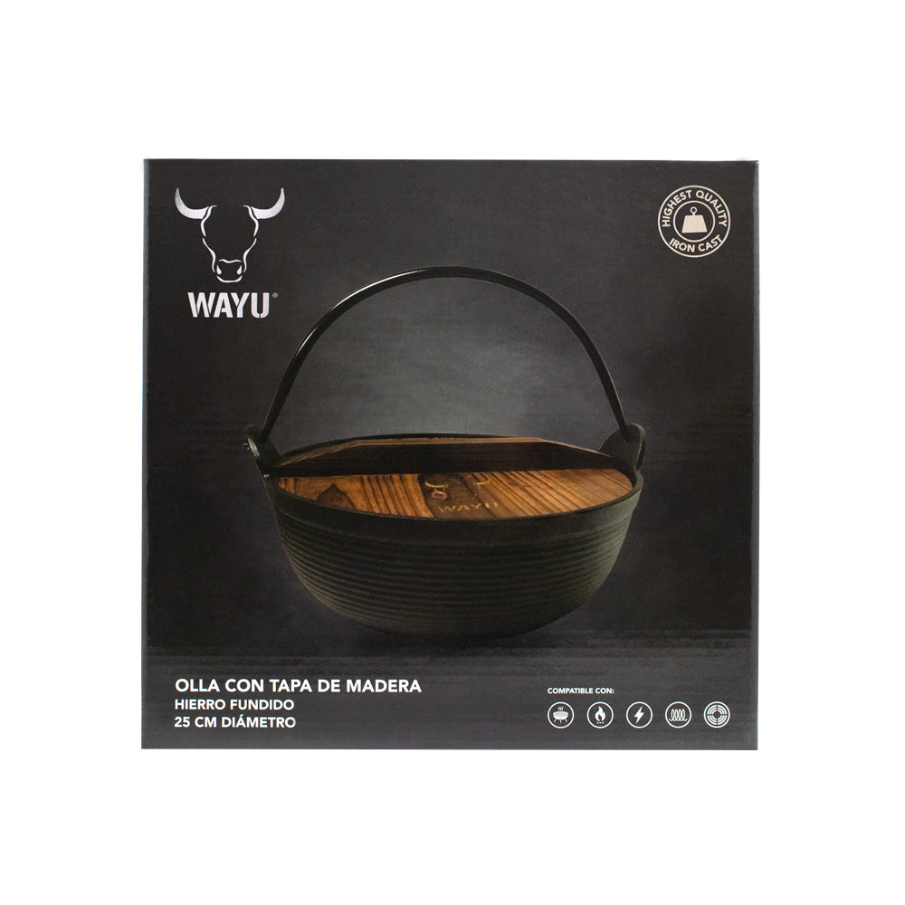 Olla Con Tapa De Madera Wayu Iron Cast